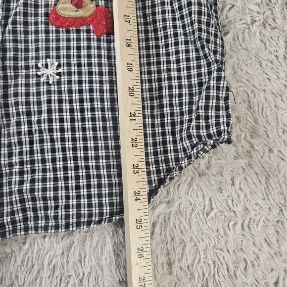 Vintage Women S Christmas Button Up Black White Plaid Reindeer Santa Embroidered - Picture 12 of 13